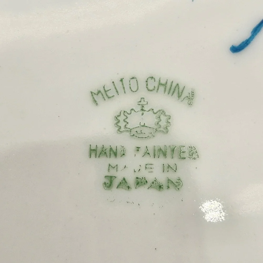 Meito China Hand Painted Japan Landscape Sunset Cutout Sides 8